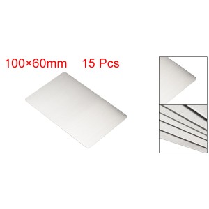 Uxcell Blank Metal Card 88x53x0.4mm Stainless Steel Plate Silver Tone 15 Pcs