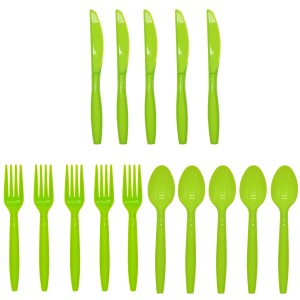 Touch of Color Premium Plastic Cutlery Forks Knives Spoons Pastel Blue Yellow Pink Black Purple Green Disposable Tableware